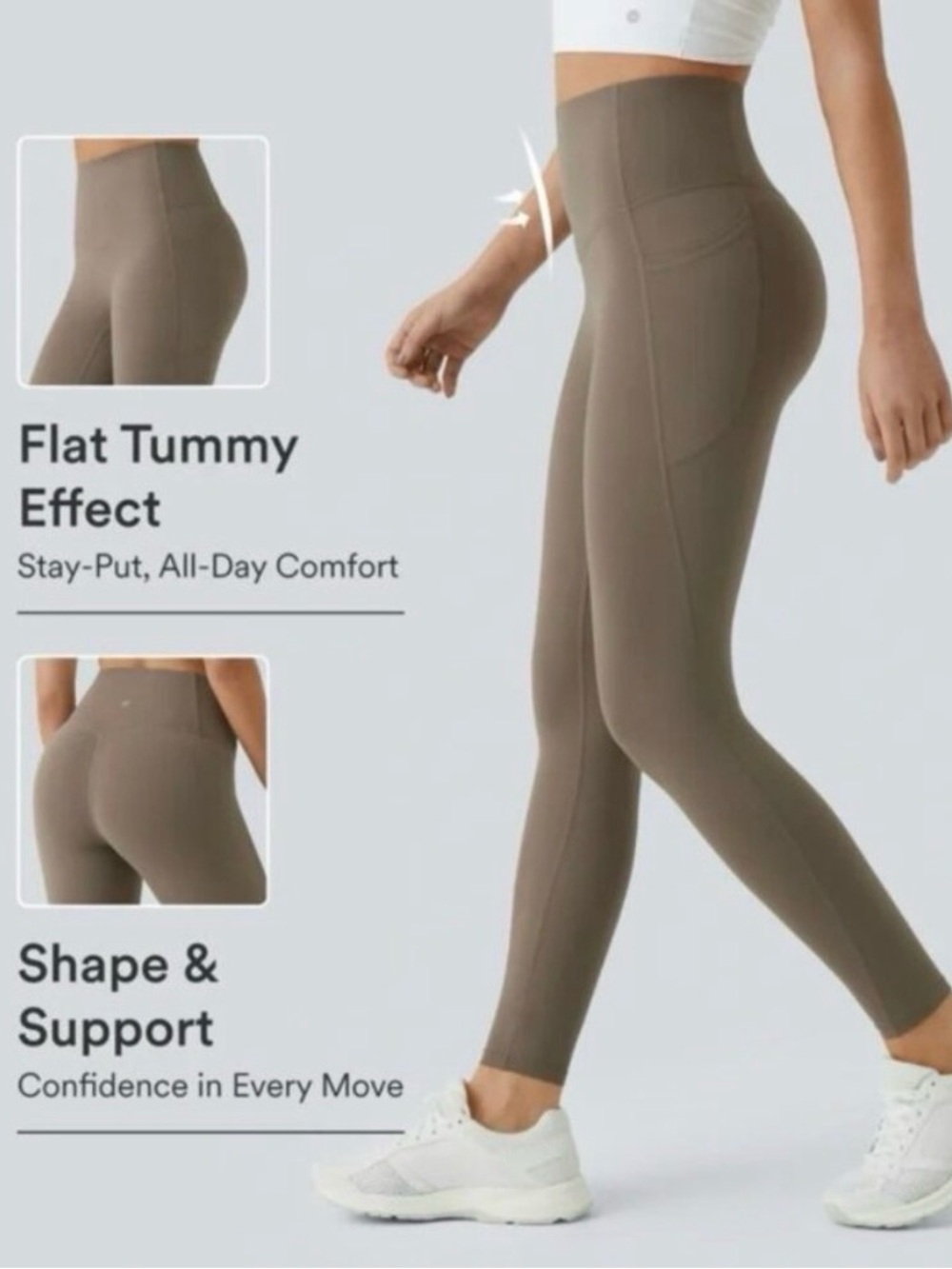 NWT HALARA High-Waist Sculpting Leggings — Taupe